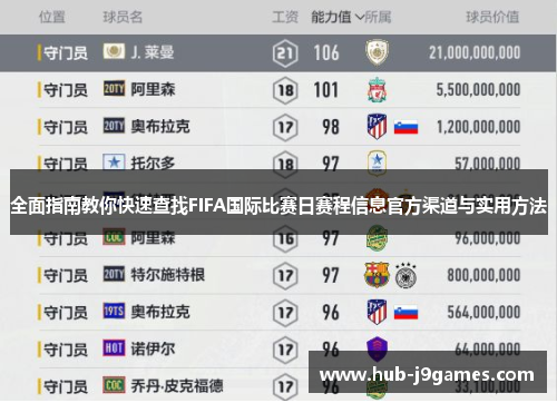全面指南教你快速查找FIFA国际比赛日赛程信息官方渠道与实用方法