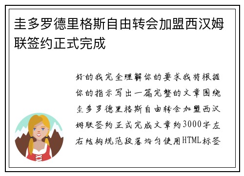 圭多罗德里格斯自由转会加盟西汉姆联签约正式完成